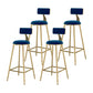 Glam Metal Upholstered Bar Stool Bristol Barstool with Low Back and Cushion Blue Bar Stool(30"H) Clearhalo 'Bar Furniture' 'Bar Stools' 'bar_stools' 'furn' 'furn_bar_stools' 'furniture_bar_stools' 'Kitchen & Dining Furniture' 'kitchen&dining_furn' 'kitchen' 'kitchen_furn' Furniture' 4380498
