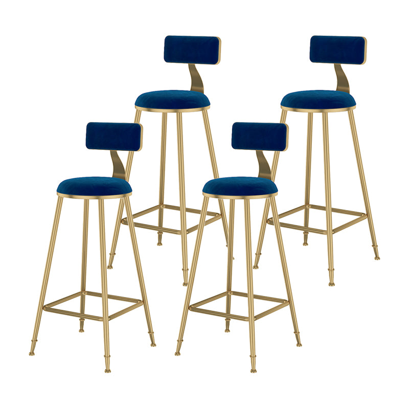Glam Metal Upholstered Bar Stool Bristol Barstool with Low Back and Cushion Blue Bar Stool(30"H) Clearhalo 'Bar Furniture' 'Bar Stools' 'bar_stools' 'furn' 'furn_bar_stools' 'furniture_bar_stools' 'Kitchen & Dining Furniture' 'kitchen&dining_furn' 'kitchen' 'kitchen_furn' Furniture' 4380498