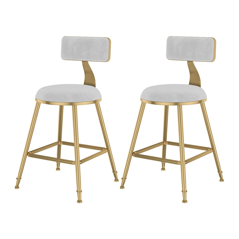 Glam Metal Upholstered Bar Stool Bristol Barstool with Low Back and Cushion White 2 Piece Set Short Stool(18"H) Clearhalo 'Bar Furniture' 'Bar Stools' 'bar_stools' 'furn' 'furn_bar_stools' 'furniture_bar_stools' 'Kitchen & Dining Furniture' 'kitchen&dining_furn' 'kitchen' 'kitchen_furn' Furniture' 4380499