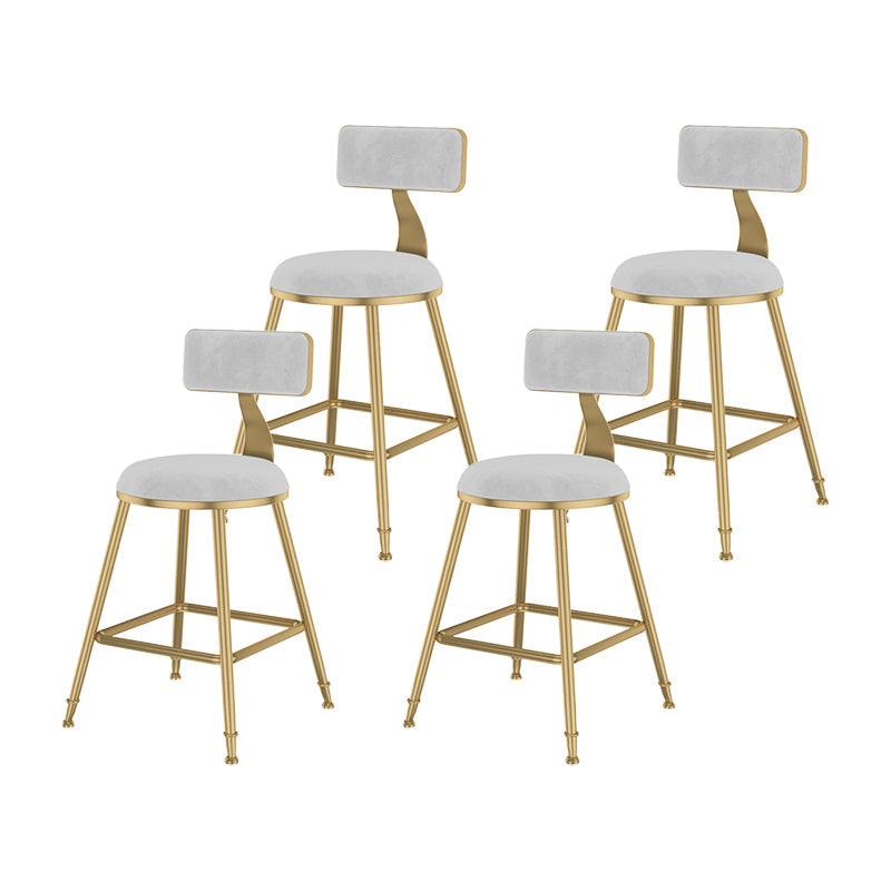 Glam Metal Upholstered Bar Stool Bristol Barstool with Low Back and Cushion White 4 Piece Set Short Stool(18"H) Clearhalo 'Bar Furniture' 'Bar Stools' 'bar_stools' 'furn' 'furn_bar_stools' 'furniture_bar_stools' 'Kitchen & Dining Furniture' 'kitchen&dining_furn' 'kitchen' 'kitchen_furn' Furniture' 4380500