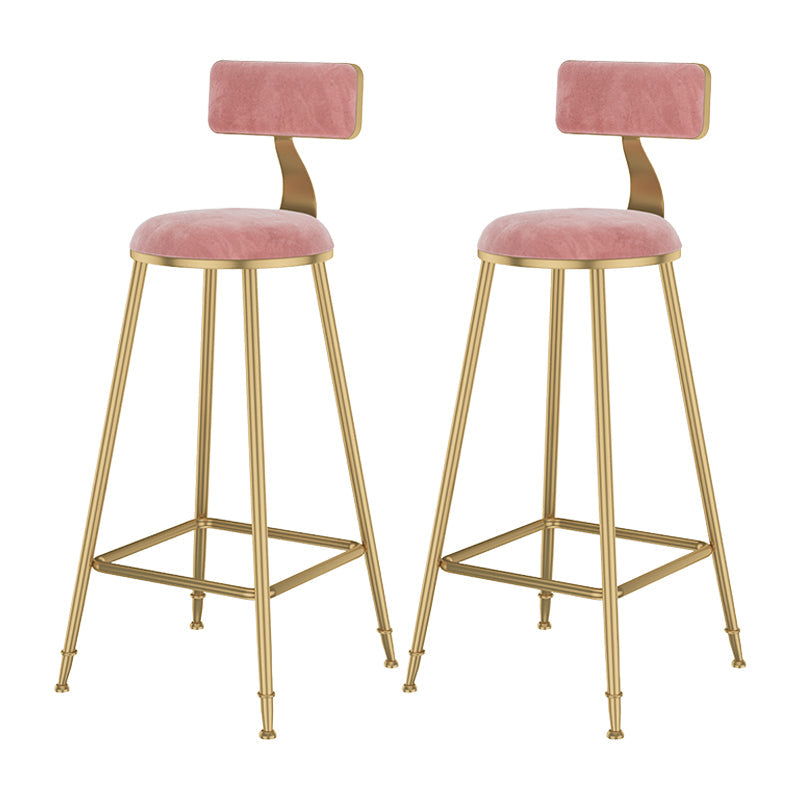 Glam Metal Upholstered Bar Stool Bristol Barstool with Low Back and Cushion Pink 2 Piece Set Bar Stool(30"H) Clearhalo 'Bar Furniture' 'Bar Stools' 'bar_stools' 'furn' 'furn_bar_stools' 'furniture_bar_stools' 'Kitchen & Dining Furniture' 'kitchen&dining_furn' 'kitchen' 'kitchen_furn' Furniture' 4380501