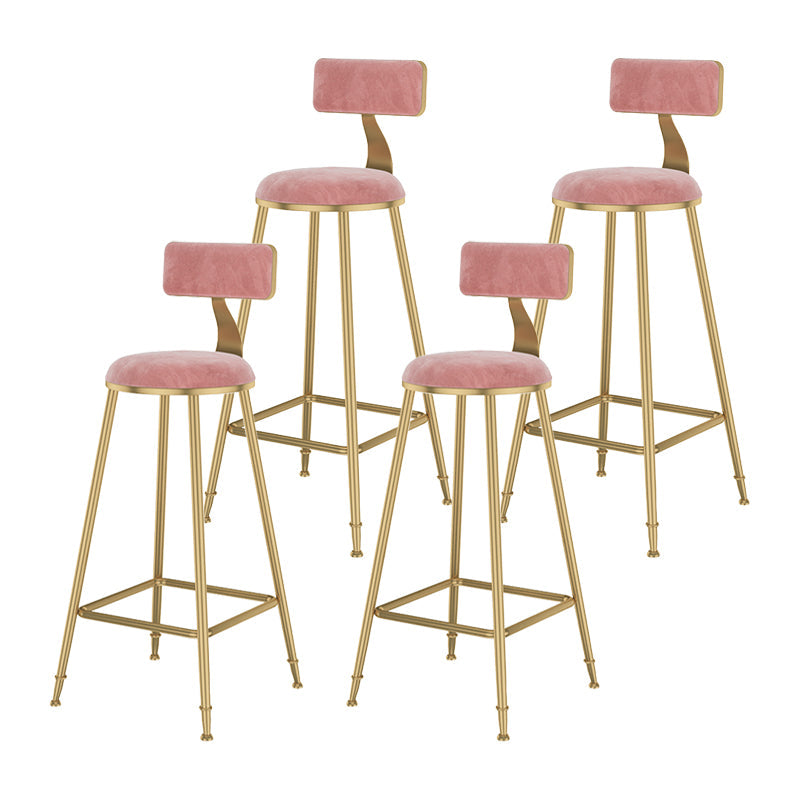 Glam Metal Upholstered Bar Stool Bristol Barstool with Low Back and Cushion Pink 4 Piece Set Bar Stool(30"H) Clearhalo 'Bar Furniture' 'Bar Stools' 'bar_stools' 'furn' 'furn_bar_stools' 'furniture_bar_stools' 'Kitchen & Dining Furniture' 'kitchen&dining_furn' 'kitchen' 'kitchen_furn' Furniture' 4380502