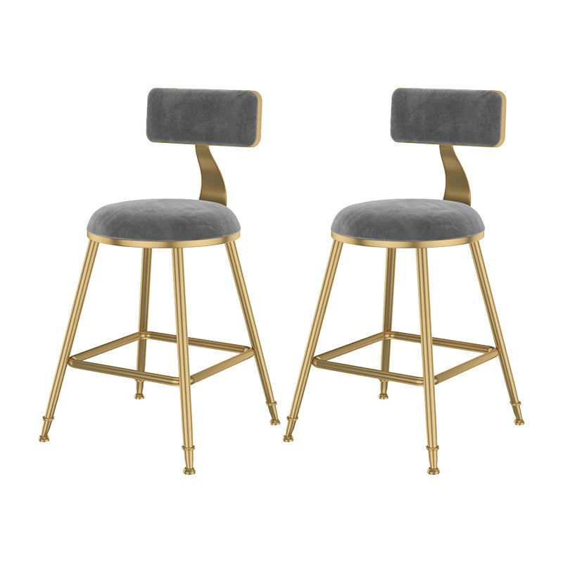 Glam Metal Upholstered Bar Stool Bristol Barstool with Low Back and Cushion Grey 2 Piece Set Short Stool(18"H) Clearhalo 'Bar Furniture' 'Bar Stools' 'bar_stools' 'furn' 'furn_bar_stools' 'furniture_bar_stools' 'Kitchen & Dining Furniture' 'kitchen&dining_furn' 'kitchen' 'kitchen_furn' Furniture' 4380503