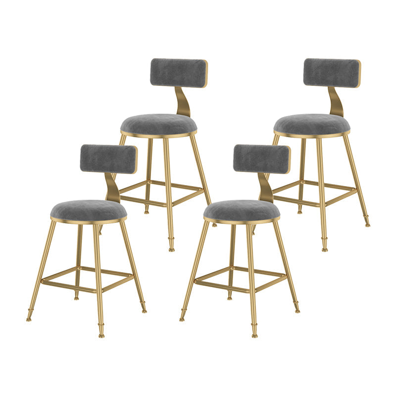 Glam Metal Upholstered Bar Stool Bristol Barstool with Low Back and Cushion Grey 4 Piece Set Short Stool(18"H) Clearhalo 'Bar Furniture' 'Bar Stools' 'bar_stools' 'furn' 'furn_bar_stools' 'furniture_bar_stools' 'Kitchen & Dining Furniture' 'kitchen&dining_furn' 'kitchen' 'kitchen_furn' Furniture' 4380504