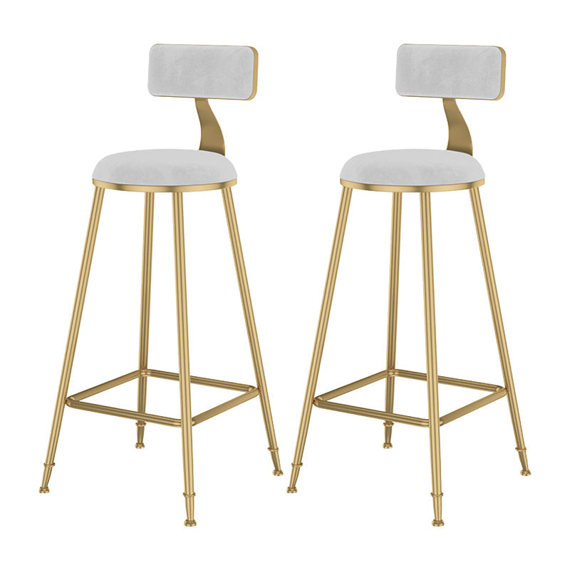 Glam Metal Upholstered Bar Stool Bristol Barstool with Low Back and Cushion White 2 Piece Set Bar Stool(30"H) Clearhalo 'Bar Furniture' 'Bar Stools' 'bar_stools' 'furn' 'furn_bar_stools' 'furniture_bar_stools' 'Kitchen & Dining Furniture' 'kitchen&dining_furn' 'kitchen' 'kitchen_furn' Furniture' 4380505