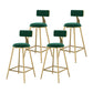 Glam Metal Upholstered Bar Stool Bristol Barstool with Low Back and Cushion Green 4 Piece Set Counter Stool(26"H) Clearhalo 'Bar Furniture' 'Bar Stools' 'bar_stools' 'furn' 'furn_bar_stools' 'furniture_bar_stools' 'Kitchen & Dining Furniture' 'kitchen&dining_furn' 'kitchen' 'kitchen_furn' Furniture' 4380508