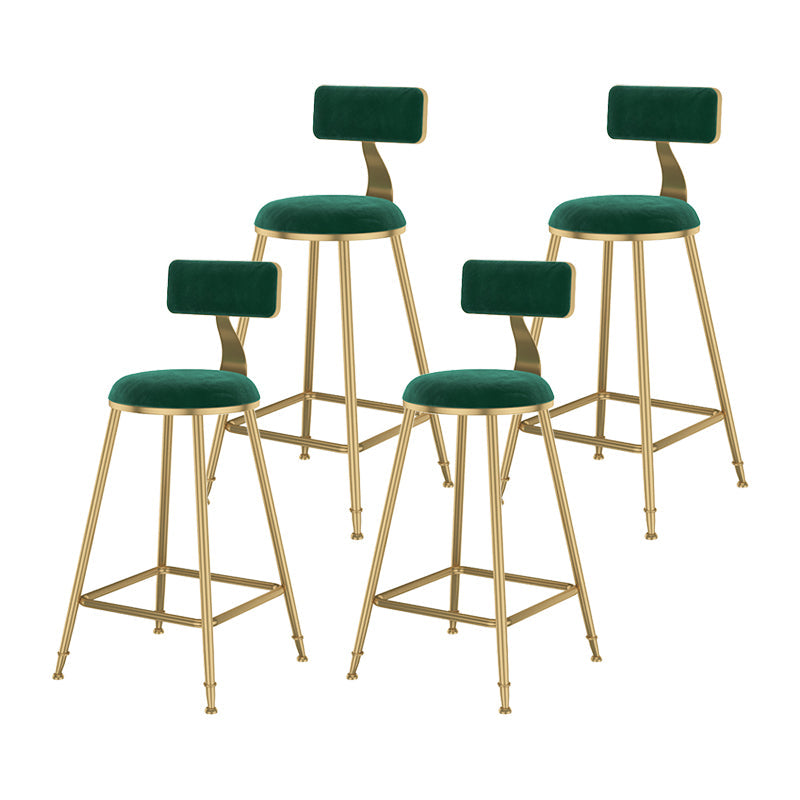 Glam Metal Upholstered Bar Stool Bristol Barstool with Low Back and Cushion Green 4 Piece Set Counter Stool(26"H) Clearhalo 'Bar Furniture' 'Bar Stools' 'bar_stools' 'furn' 'furn_bar_stools' 'furniture_bar_stools' 'Kitchen & Dining Furniture' 'kitchen&dining_furn' 'kitchen' 'kitchen_furn' Furniture' 4380508