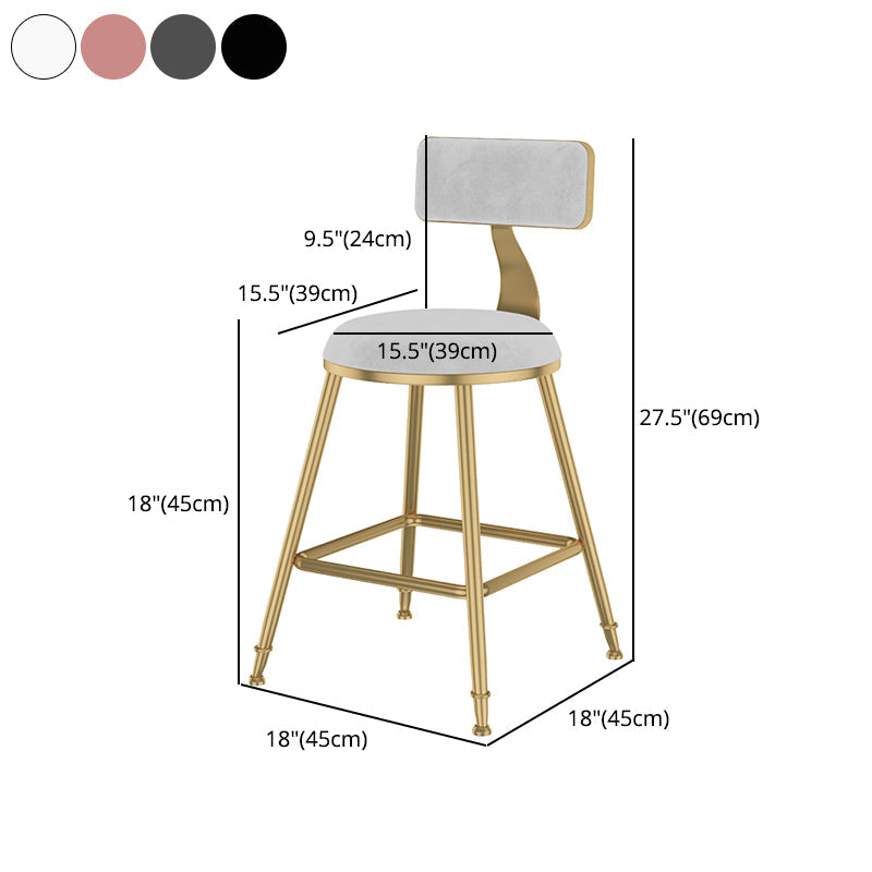 Glam Metal Upholstered Bar Stool Bristol Barstool with Low Back and Cushion Clearhalo 'Bar Furniture' 'Bar Stools' 'bar_stools' 'furn' 'furn_bar_stools' 'furniture_bar_stools' 'Kitchen & Dining Furniture' 'kitchen&dining_furn' 'kitchen' 'kitchen_furn' Furniture' 4380509