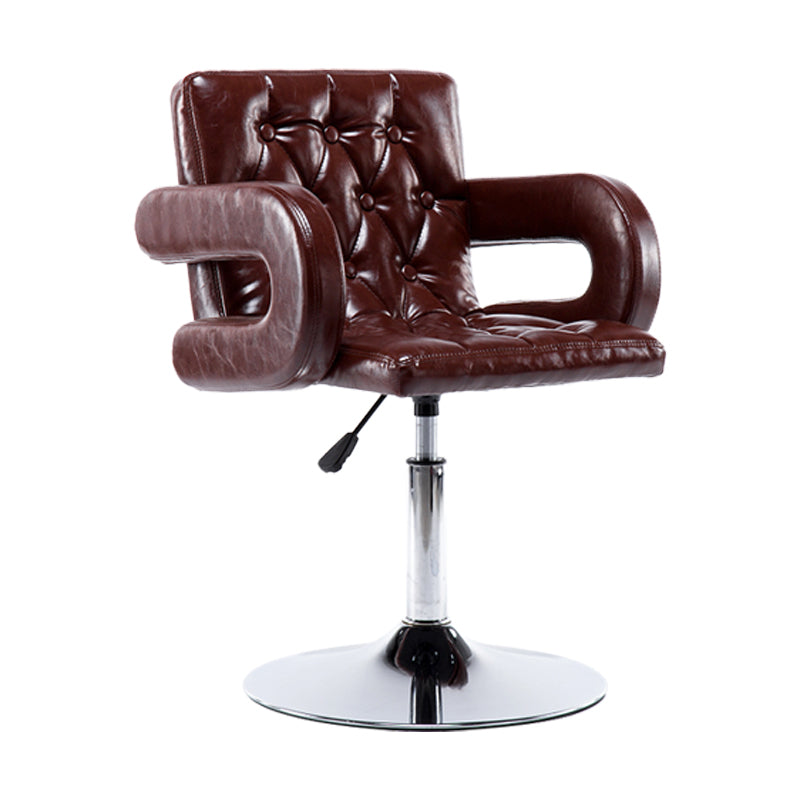 Modern Armed PU Upholstery Bar Stool Adjustable Swivel Backrest Counter Chair Light Brown 1 Piece Clearhalo 'Bar Furniture' 'Bar Stools' 'bar_stools' 'furn' 'furn_bar_stools' 'furniture_bar_stools' 'Kitchen & Dining Furniture' 'kitchen&dining_furn' 'kitchen' 'kitchen_furn' Furniture' 4380513