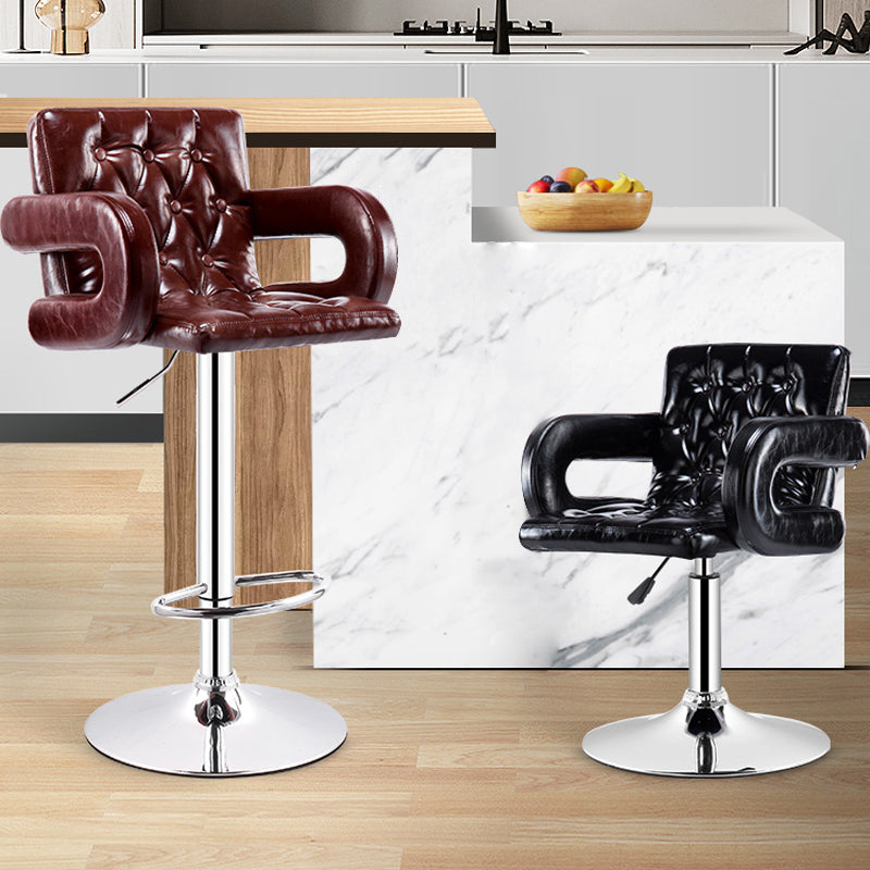 Modern Armed PU Upholstery Bar Stool Adjustable Swivel Backrest Counter Chair Clearhalo 'Bar Furniture' 'Bar Stools' 'bar_stools' 'furn' 'furn_bar_stools' 'furniture_bar_stools' 'Kitchen & Dining Furniture' 'kitchen&dining_furn' 'kitchen' 'kitchen_furn' Furniture' 4380514