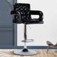 Modern Armed PU Upholstery Bar Stool Adjustable Swivel Backrest Counter Chair Textured Black 1 Piece Clearhalo 'Bar Furniture' 'Bar Stools' 'bar_stools' 'furn' 'furn_bar_stools' 'furniture_bar_stools' 'Kitchen & Dining Furniture' 'kitchen&dining_furn' 'kitchen' 'kitchen_furn' Furniture' 4380516
