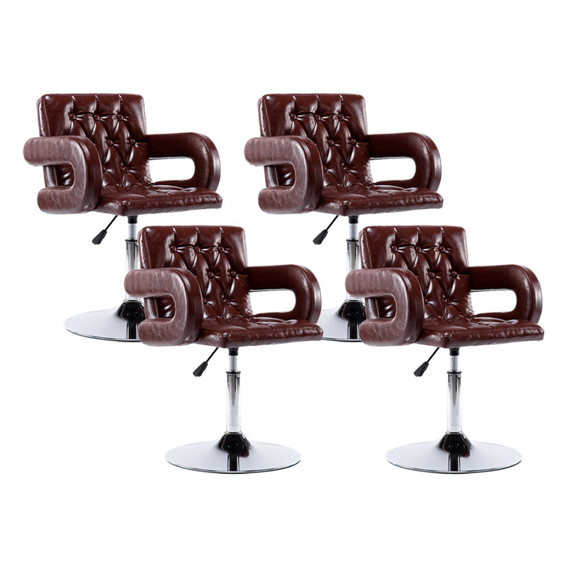 Modern Armed PU Upholstery Bar Stool Adjustable Swivel Backrest Counter Chair Light Brown 4 Piece Set Clearhalo 'Bar Furniture' 'Bar Stools' 'bar_stools' 'furn' 'furn_bar_stools' 'furniture_bar_stools' 'Kitchen & Dining Furniture' 'kitchen&dining_furn' 'kitchen' 'kitchen_furn' Furniture' 4380517
