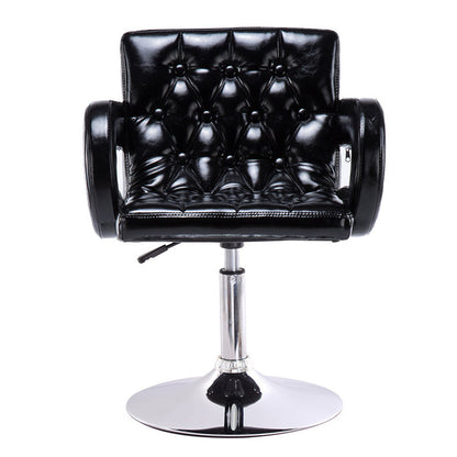 Modern Armed PU Upholstery Bar Stool Adjustable Swivel Backrest Counter Chair Gloss Black 1 Piece Clearhalo 'Bar Furniture' 'Bar Stools' 'bar_stools' 'furn' 'furn_bar_stools' 'furniture_bar_stools' 'Kitchen & Dining Furniture' 'kitchen&dining_furn' 'kitchen' 'kitchen_furn' Furniture' 4380524