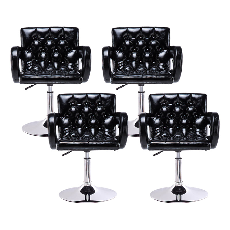 Modern Armed PU Upholstery Bar Stool Adjustable Swivel Backrest Counter Chair Gloss Black 4 Piece Set Clearhalo 'Bar Furniture' 'Bar Stools' 'bar_stools' 'furn' 'furn_bar_stools' 'furniture_bar_stools' 'Kitchen & Dining Furniture' 'kitchen&dining_furn' 'kitchen' 'kitchen_furn' Furniture' 4380528