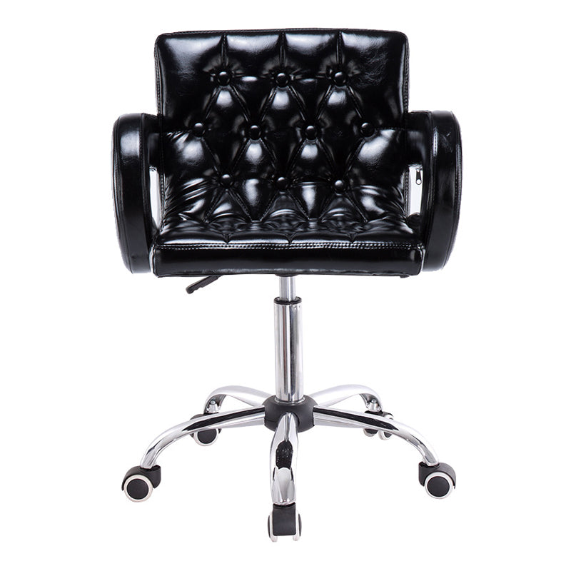 Modern Armed PU Upholstery Bar Stool Adjustable Swivel Backrest Counter Chair Black 1 Piece Clearhalo 'Bar Furniture' 'Bar Stools' 'bar_stools' 'furn' 'furn_bar_stools' 'furniture_bar_stools' 'Kitchen & Dining Furniture' 'kitchen&dining_furn' 'kitchen' 'kitchen_furn' Furniture' 4380531
