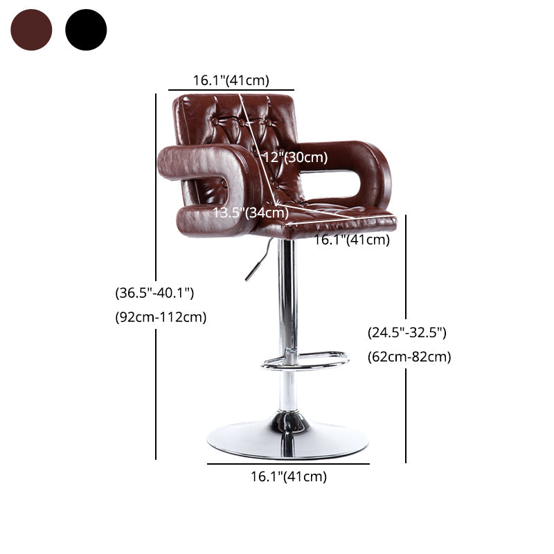 Modern Armed PU Upholstery Bar Stool Adjustable Swivel Backrest Counter Chair Clearhalo 'Bar Furniture' 'Bar Stools' 'bar_stools' 'furn' 'furn_bar_stools' 'furniture_bar_stools' 'Kitchen & Dining Furniture' 'kitchen&dining_furn' 'kitchen' 'kitchen_furn' Furniture' 4380541