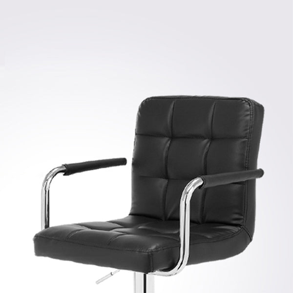 Modern Leather Low Back Bar Stool Armed Quilted Adjustable Height Counter Stool Clearhalo 'Bar Furniture' 'Bar Stools' 'bar_stools' 'furn' 'furn_bar_stools' 'furniture_bar_stools' 'Kitchen & Dining Furniture' 'kitchen&dining_furn' 'kitchen' 'kitchen_furn' Furniture' 4380544