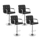 Modern Leather Low Back Bar Stool Armed Quilted Adjustable Height Counter Stool Black 4 Piece Set Bar Stool(31"H) Clearhalo 'Bar Furniture' 'Bar Stools' 'bar_stools' 'furn' 'furn_bar_stools' 'furniture_bar_stools' 'Kitchen & Dining Furniture' 'kitchen&dining_furn' 'kitchen' 'kitchen_furn' Furniture' 4380553