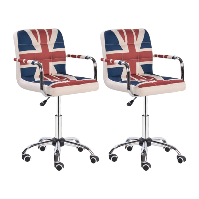 Modern Leather Low Back Bar Stool Armed Quilted Adjustable Height Counter Stool Red-White-Blue 2 Piece Set Counter Stool (24"H) Clearhalo 'Bar Furniture' 'Bar Stools' 'bar_stools' 'furn' 'furn_bar_stools' 'furniture_bar_stools' 'Kitchen & Dining Furniture' 'kitchen&dining_furn' 'kitchen' 'kitchen_furn' Furniture' 4380555