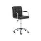 Modern Leather Low Back Bar Stool Armed Quilted Adjustable Height Counter Stool Black 1 Piece Counter Stool (24"H) Clearhalo 'Bar Furniture' 'Bar Stools' 'bar_stools' 'furn' 'furn_bar_stools' 'furniture_bar_stools' 'Kitchen & Dining Furniture' 'kitchen&dining_furn' 'kitchen' 'kitchen_furn' Furniture' 4380557