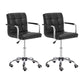 Modern Leather Low Back Bar Stool Armed Quilted Adjustable Height Counter Stool Black 2 Piece Set Counter Stool (24"H) Clearhalo 'Bar Furniture' 'Bar Stools' 'bar_stools' 'furn' 'furn_bar_stools' 'furniture_bar_stools' 'Kitchen & Dining Furniture' 'kitchen&dining_furn' 'kitchen' 'kitchen_furn' Furniture' 4380558