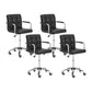 Modern Leather Low Back Bar Stool Armed Quilted Adjustable Height Counter Stool Black 4 Piece Set Counter Stool (24"H) Clearhalo 'Bar Furniture' 'Bar Stools' 'bar_stools' 'furn' 'furn_bar_stools' 'furniture_bar_stools' 'Kitchen & Dining Furniture' 'kitchen&dining_furn' 'kitchen' 'kitchen_furn' Furniture' 4380559