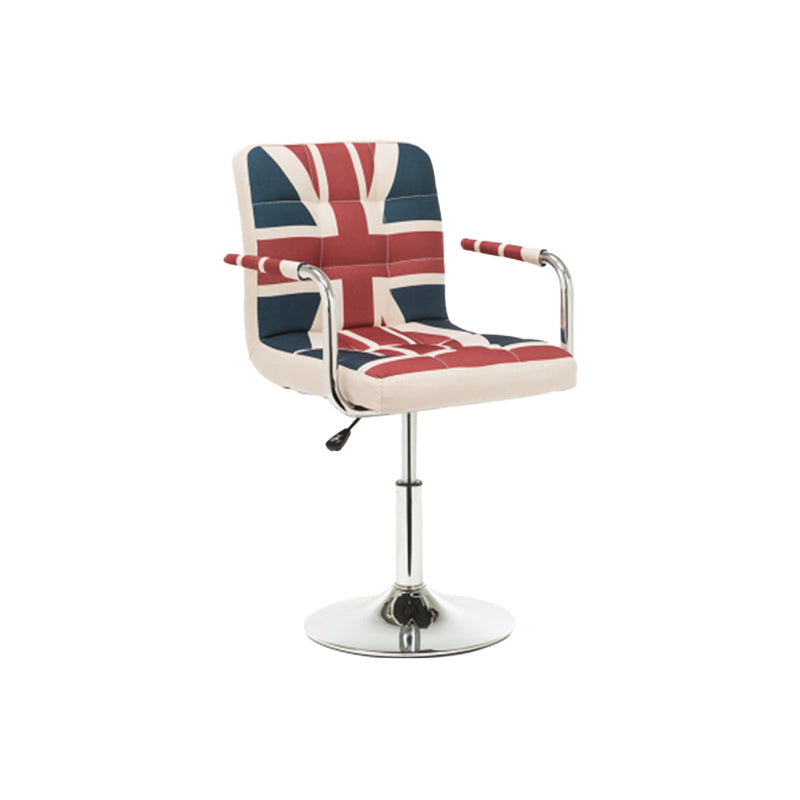 Modern Leather Low Back Bar Stool Armed Quilted Adjustable Height Counter Stool Red-White-Blue 1 Piece Short Stool(22"H) Clearhalo 'Bar Furniture' 'Bar Stools' 'bar_stools' 'furn' 'furn_bar_stools' 'furniture_bar_stools' 'Kitchen & Dining Furniture' 'kitchen&dining_furn' 'kitchen' 'kitchen_furn' Furniture' 4380560