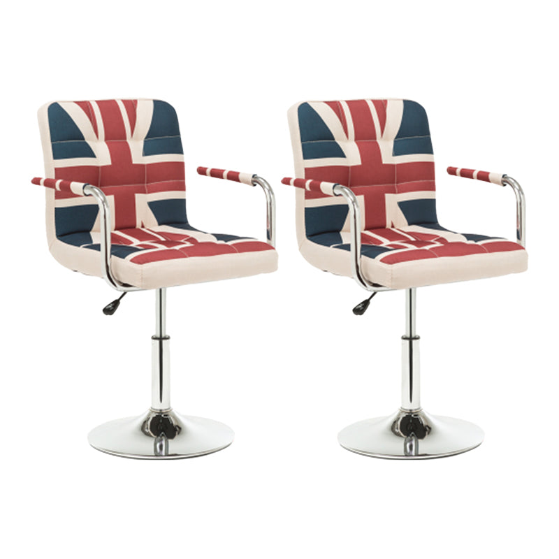 Modern Leather Low Back Bar Stool Armed Quilted Adjustable Height Counter Stool Red-White-Blue 2 Piece Set Short Stool(22"H) Clearhalo 'Bar Furniture' 'Bar Stools' 'bar_stools' 'furn' 'furn_bar_stools' 'furniture_bar_stools' 'Kitchen & Dining Furniture' 'kitchen&dining_furn' 'kitchen' 'kitchen_furn' Furniture' 4380561