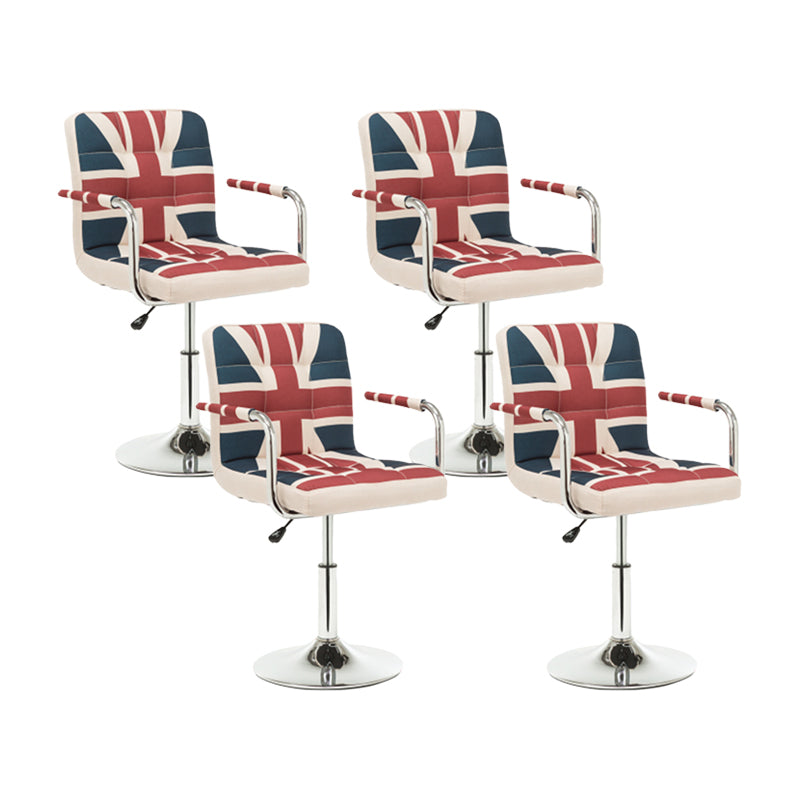 Modern Leather Low Back Bar Stool Armed Quilted Adjustable Height Counter Stool Red-White-Blue 4 Piece Set Short Stool(22"H) Clearhalo 'Bar Furniture' 'Bar Stools' 'bar_stools' 'furn' 'furn_bar_stools' 'furniture_bar_stools' 'Kitchen & Dining Furniture' 'kitchen&dining_furn' 'kitchen' 'kitchen_furn' Furniture' 4380562