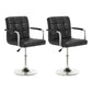 Modern Leather Low Back Bar Stool Armed Quilted Adjustable Height Counter Stool Black 2 Piece Set Short Stool(22"H) Clearhalo 'Bar Furniture' 'Bar Stools' 'bar_stools' 'furn' 'furn_bar_stools' 'furniture_bar_stools' 'Kitchen & Dining Furniture' 'kitchen&dining_furn' 'kitchen' 'kitchen_furn' Furniture' 4380563