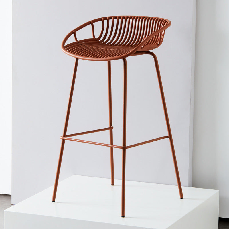 Modern Plastic Seats Barstool Metal 4 Legs Macron Bar Stool for Indoor 1 Piece Brown Clearhalo 'Bar Furniture' 'Bar Stools' 'bar_stools' 'furn' 'furn_bar_stools' 'furniture_bar_stools' 'Kitchen & Dining Furniture' 'kitchen&dining_furn' 'kitchen' 'kitchen_furn' Furniture' 4380572