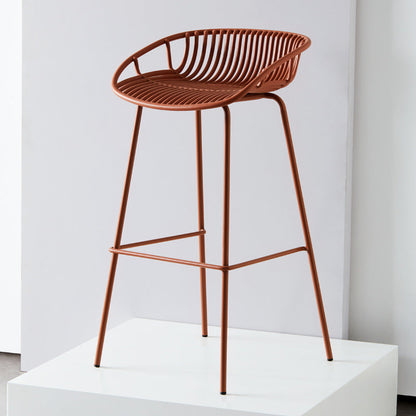 Modern Plastic Seats Barstool Metal 4 Legs Macron Bar Stool for Indoor 1 Piece Brown Clearhalo 'Bar Furniture' 'Bar Stools' 'bar_stools' 'furn' 'furn_bar_stools' 'furniture_bar_stools' 'Kitchen & Dining Furniture' 'kitchen&dining_furn' 'kitchen' 'kitchen_furn' Furniture' 4380572