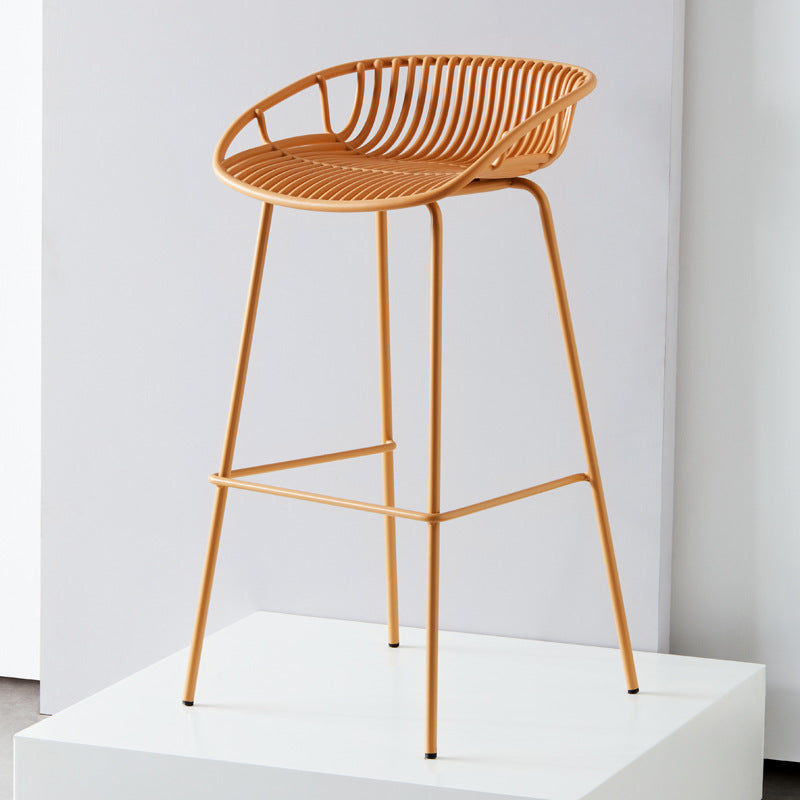 Modern Plastic Seats Barstool Metal 4 Legs Macron Bar Stool for Indoor 1 Piece Yellow Clearhalo 'Bar Furniture' 'Bar Stools' 'bar_stools' 'furn' 'furn_bar_stools' 'furniture_bar_stools' 'Kitchen & Dining Furniture' 'kitchen&dining_furn' 'kitchen' 'kitchen_furn' Furniture' 4380575