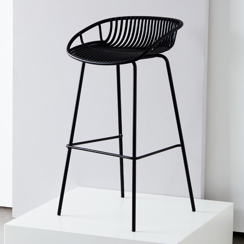 Modern Plastic Seats Barstool Metal 4 Legs Macron Bar Stool for Indoor 1 Piece Black Clearhalo 'Bar Furniture' 'Bar Stools' 'bar_stools' 'furn' 'furn_bar_stools' 'furniture_bar_stools' 'Kitchen & Dining Furniture' 'kitchen&dining_furn' 'kitchen' 'kitchen_furn' Furniture' 4380578