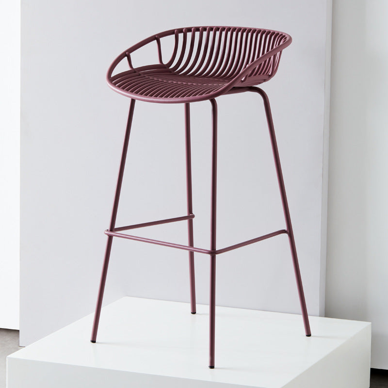 Modern Plastic Seats Barstool Metal 4 Legs Macron Bar Stool for Indoor 1 Piece Purple Clearhalo 'Bar Furniture' 'Bar Stools' 'bar_stools' 'furn' 'furn_bar_stools' 'furniture_bar_stools' 'Kitchen & Dining Furniture' 'kitchen&dining_furn' 'kitchen' 'kitchen_furn' Furniture' 4380580