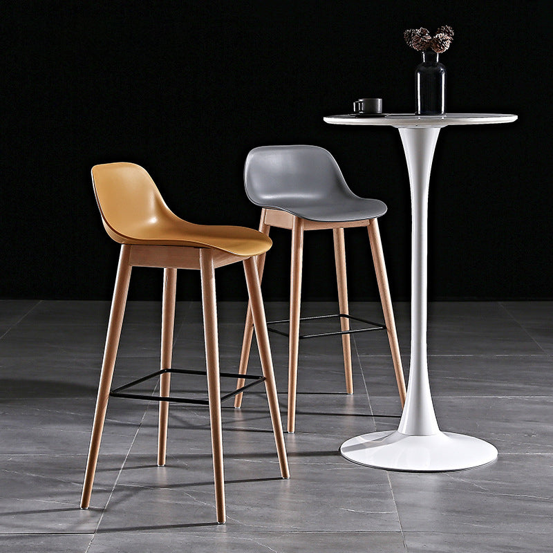 Nordic Style Plastic Wood Barstool 4 Legs Backrest Colorful Bar Stool, Set of 2 Clearhalo 'Bar Furniture' 'Bar Stools' 'bar_stools' 'furn' 'furn_bar_stools' 'furniture_bar_stools' 'Kitchen & Dining Furniture' 'kitchen&dining_furn' 'kitchen' 'kitchen_furn' Furniture' 4380591