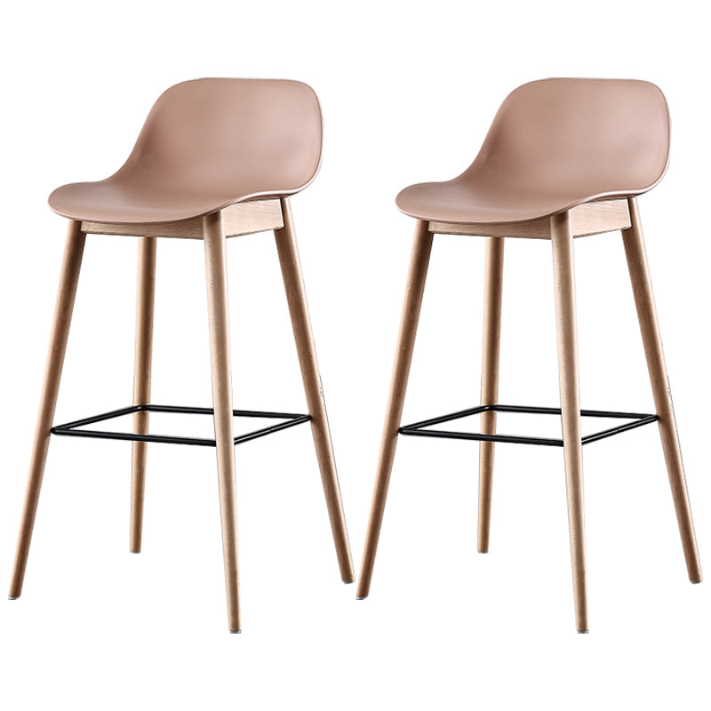 Nordic Style Plastic Wood Barstool 4 Legs Backrest Colorful Bar Stool, Set of 2 Pink 2 Piece Set Clearhalo 'Bar Furniture' 'Bar Stools' 'bar_stools' 'furn' 'furn_bar_stools' 'furniture_bar_stools' 'Kitchen & Dining Furniture' 'kitchen&dining_furn' 'kitchen' 'kitchen_furn' Furniture' 4380593