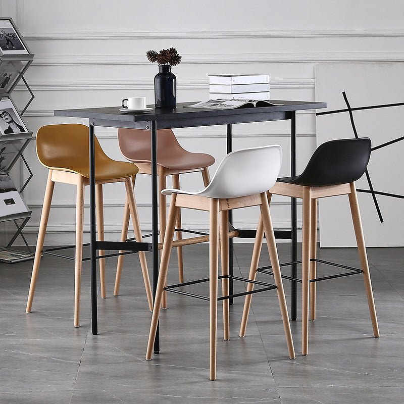 Nordic Style Plastic Wood Barstool 4 Legs Backrest Colorful Bar Stool, Set of 2 Clearhalo 'Bar Furniture' 'Bar Stools' 'bar_stools' 'furn' 'furn_bar_stools' 'furniture_bar_stools' 'Kitchen & Dining Furniture' 'kitchen&dining_furn' 'kitchen' 'kitchen_furn' Furniture' 4380594