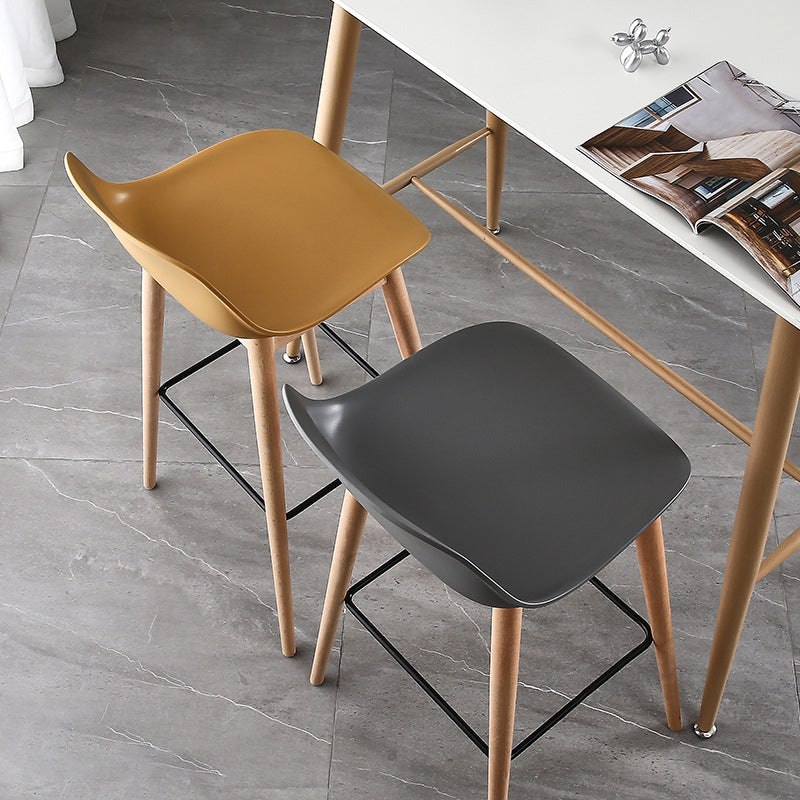 Nordic Style Plastic Wood Barstool 4 Legs Backrest Colorful Bar Stool, Set of 2 Clearhalo 'Bar Furniture' 'Bar Stools' 'bar_stools' 'furn' 'furn_bar_stools' 'furniture_bar_stools' 'Kitchen & Dining Furniture' 'kitchen&dining_furn' 'kitchen' 'kitchen_furn' Furniture' 4380595