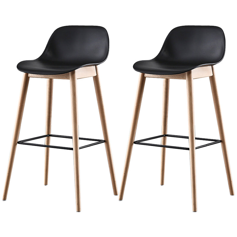 Nordic Style Plastic Wood Barstool 4 Legs Backrest Colorful Bar Stool, Set of 2 Black 2 Piece Set Clearhalo 'Bar Furniture' 'Bar Stools' 'bar_stools' 'furn' 'furn_bar_stools' 'furniture_bar_stools' 'Kitchen & Dining Furniture' 'kitchen&dining_furn' 'kitchen' 'kitchen_furn' Furniture' 4380596