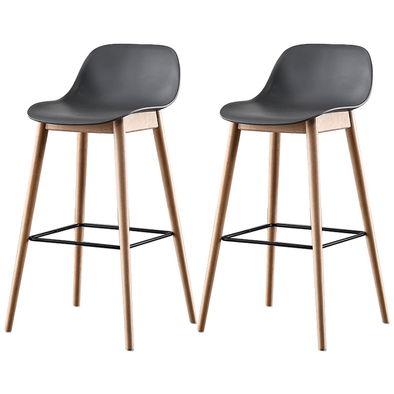 Nordic Style Plastic Wood Barstool 4 Legs Backrest Colorful Bar Stool, Set of 2 Grey 2 Piece Set Clearhalo 'Bar Furniture' 'Bar Stools' 'bar_stools' 'furn' 'furn_bar_stools' 'furniture_bar_stools' 'Kitchen & Dining Furniture' 'kitchen&dining_furn' 'kitchen' 'kitchen_furn' Furniture' 4380598
