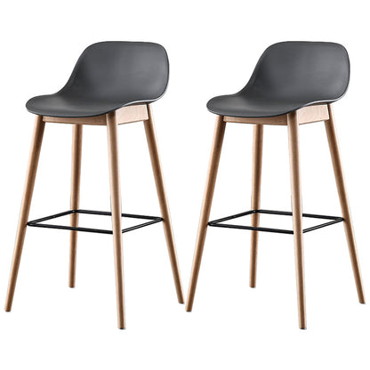 Nordic Style Plastic Wood Barstool 4 Legs Backrest Colorful Bar Stool, Set of 2 Grey 2 Piece Set Clearhalo 'Bar Furniture' 'Bar Stools' 'bar_stools' 'furn' 'furn_bar_stools' 'furniture_bar_stools' 'Kitchen & Dining Furniture' 'kitchen&dining_furn' 'kitchen' 'kitchen_furn' Furniture' 4380598