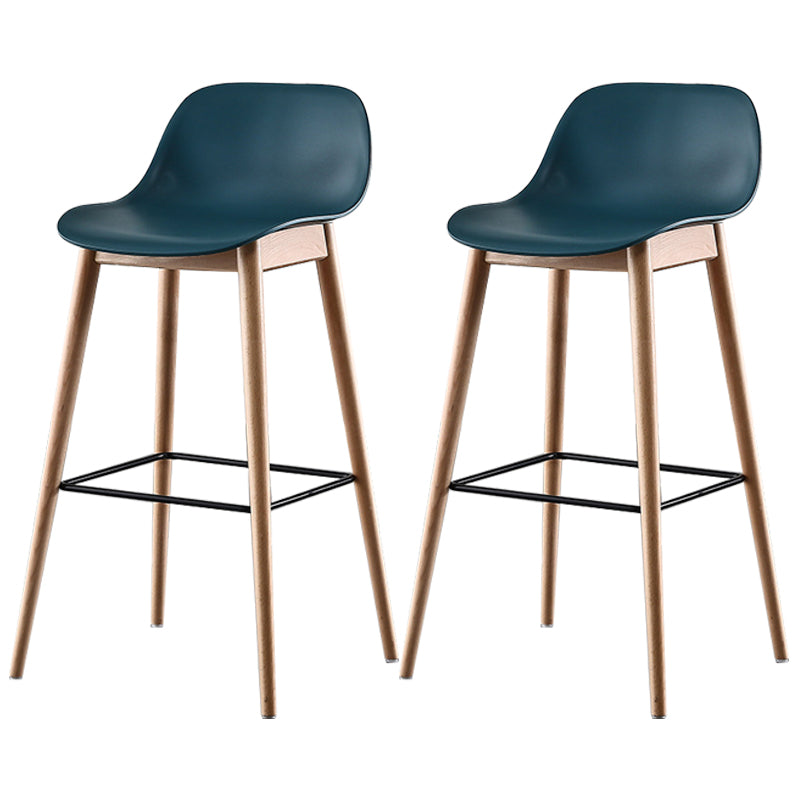 Nordic Style Plastic Wood Barstool 4 Legs Backrest Colorful Bar Stool, Set of 2 Blue 2 Piece Set Clearhalo 'Bar Furniture' 'Bar Stools' 'bar_stools' 'furn' 'furn_bar_stools' 'furniture_bar_stools' 'Kitchen & Dining Furniture' 'kitchen&dining_furn' 'kitchen' 'kitchen_furn' Furniture' 4380599