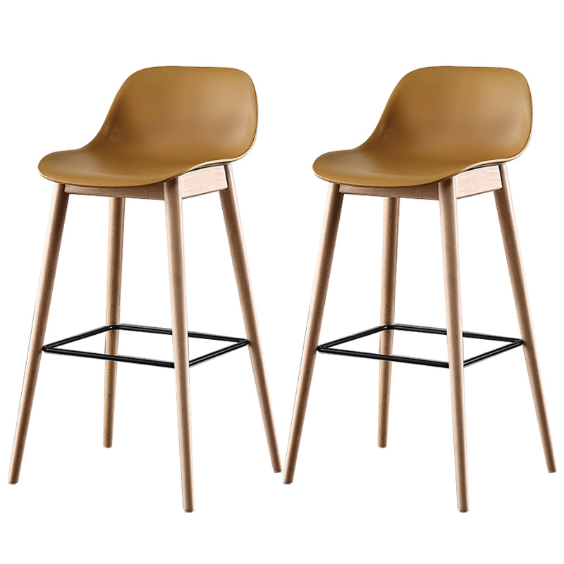 Nordic Style Plastic Wood Barstool 4 Legs Backrest Colorful Bar Stool, Set of 2 Yellow 2 Piece Set Clearhalo 'Bar Furniture' 'Bar Stools' 'bar_stools' 'furn' 'furn_bar_stools' 'furniture_bar_stools' 'Kitchen & Dining Furniture' 'kitchen&dining_furn' 'kitchen' 'kitchen_furn' Furniture' 4380601