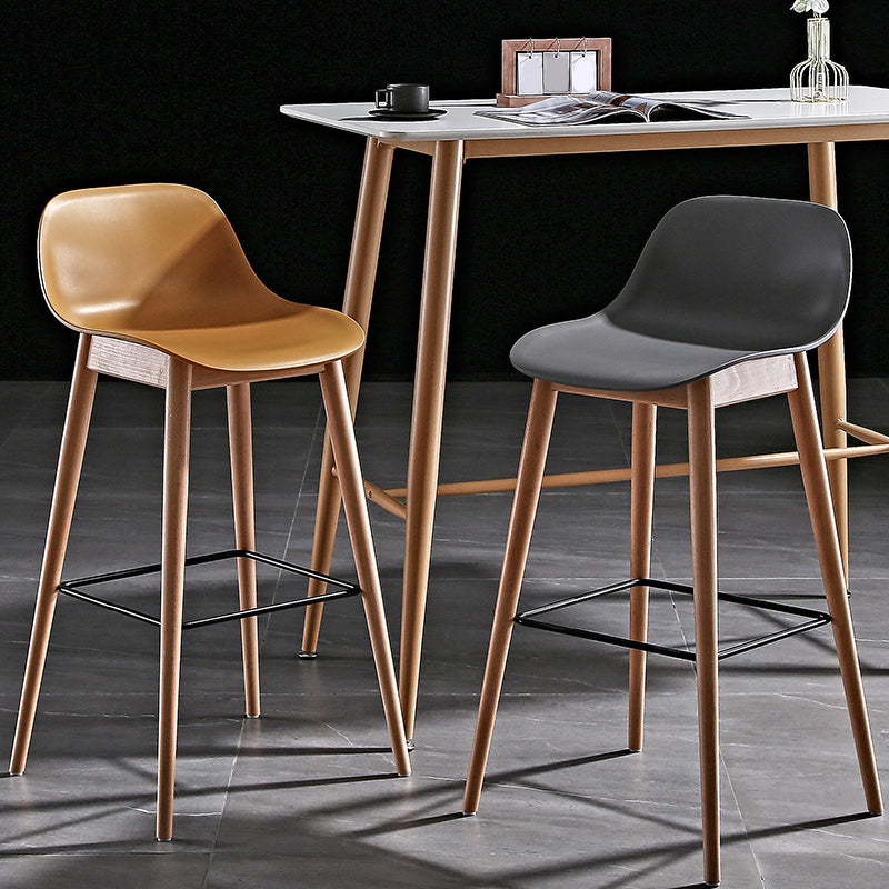 Nordic Style Plastic Wood Barstool 4 Legs Backrest Colorful Bar Stool, Set of 2 Clearhalo 'Bar Furniture' 'Bar Stools' 'bar_stools' 'furn' 'furn_bar_stools' 'furniture_bar_stools' 'Kitchen & Dining Furniture' 'kitchen&dining_furn' 'kitchen' 'kitchen_furn' Furniture' 4380606