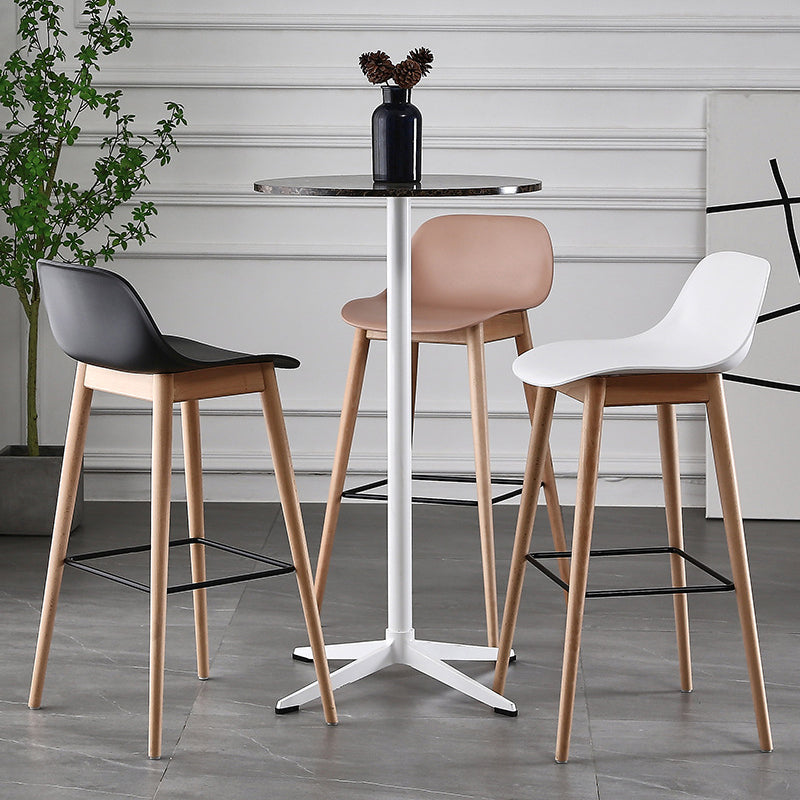 Nordic Style Plastic Wood Barstool 4 Legs Backrest Colorful Bar Stool, Set of 2 Clearhalo 'Bar Furniture' 'Bar Stools' 'bar_stools' 'furn' 'furn_bar_stools' 'furniture_bar_stools' 'Kitchen & Dining Furniture' 'kitchen&dining_furn' 'kitchen' 'kitchen_furn' Furniture' 4380607