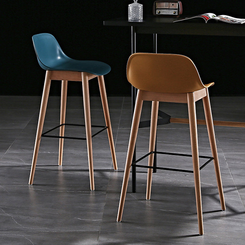 Nordic Style Plastic Wood Barstool 4 Legs Backrest Colorful Bar Stool, Set of 2 Clearhalo 'Bar Furniture' 'Bar Stools' 'bar_stools' 'furn' 'furn_bar_stools' 'furniture_bar_stools' 'Kitchen & Dining Furniture' 'kitchen&dining_furn' 'kitchen' 'kitchen_furn' Furniture' 4380608