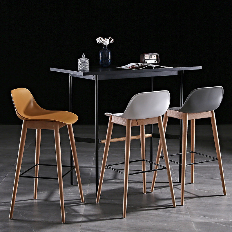 Nordic Style Plastic Wood Barstool 4 Legs Backrest Colorful Bar Stool, Set of 2 Clearhalo 'Bar Furniture' 'Bar Stools' 'bar_stools' 'furn' 'furn_bar_stools' 'furniture_bar_stools' 'Kitchen & Dining Furniture' 'kitchen&dining_furn' 'kitchen' 'kitchen_furn' Furniture' 4380609