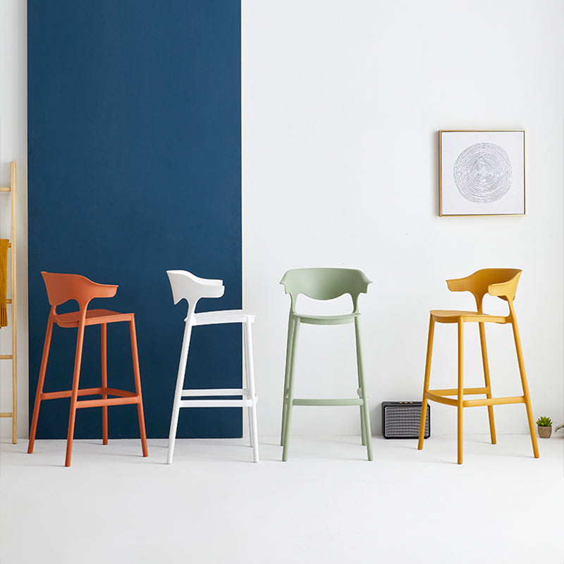 Nordic Style Plastic Seats Barstool 4 Legs Backrest Colorful Bar Stool (set of 2) Clearhalo 'Bar Furniture' 'Bar Stools' 'bar_stools' 'furn' 'furn_bar_stools' 'furniture_bar_stools' 'Kitchen & Dining Furniture' 'kitchen&dining_furn' 'kitchen' 'kitchen_furn' Furniture' 4380612