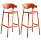 Nordic Style Plastic Seats Barstool 4 Legs Backrest Colorful Bar Stool (set of 2) Orange 2 Piece Set Clearhalo 'Bar Furniture' 'Bar Stools' 'bar_stools' 'furn' 'furn_bar_stools' 'furniture_bar_stools' 'Kitchen & Dining Furniture' 'kitchen&dining_furn' 'kitchen' 'kitchen_furn' Furniture' 4380613